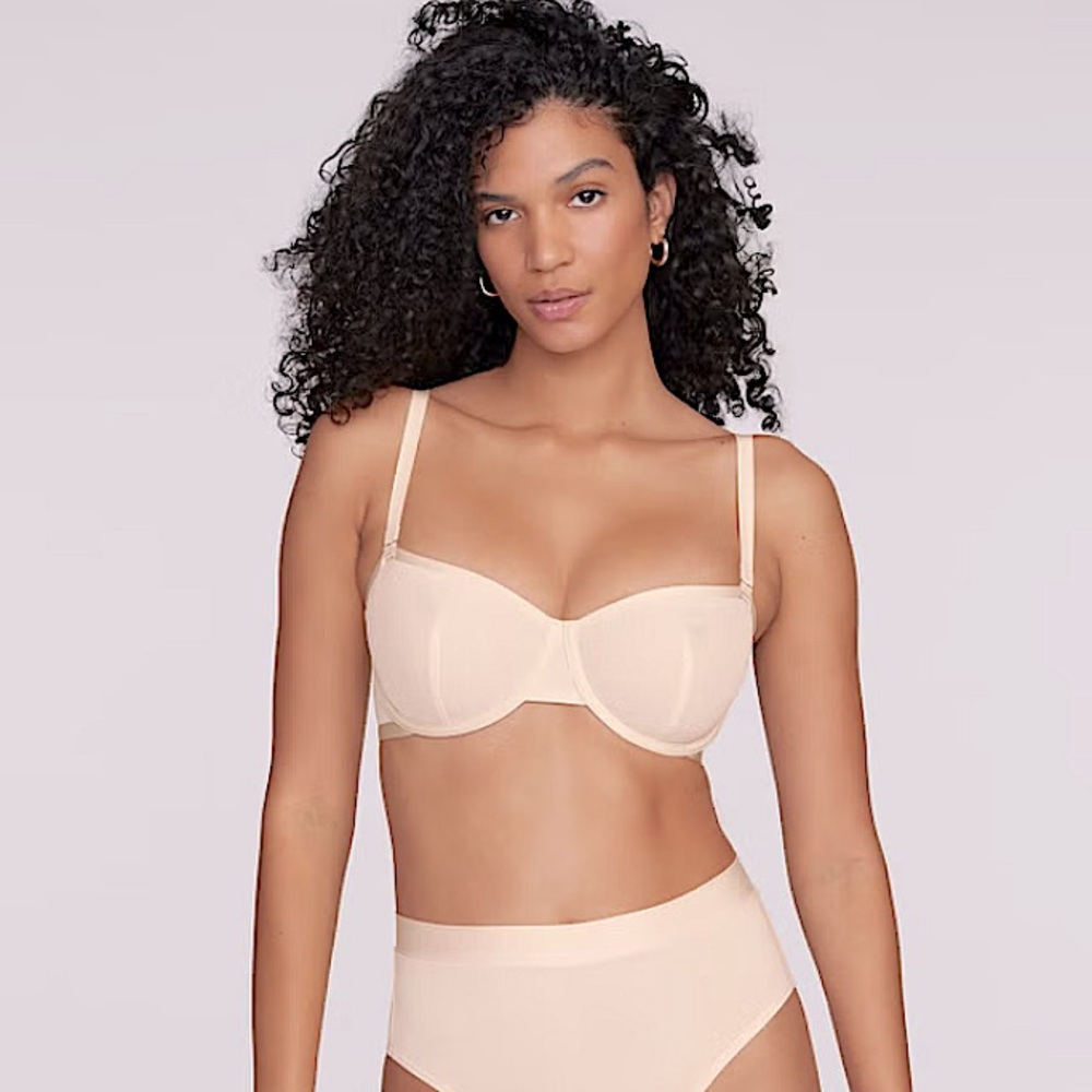 Nwot CUUP The Balconette Bra Nude Mesh Beige Tan Pearl Sand Underwire Demi nwot